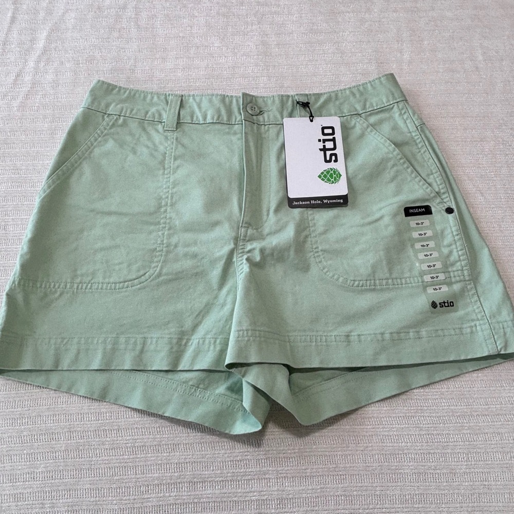 Stio Womens Rivet Twill Short Fresh Lichen Green Size 10 3" Inseam 100227-704